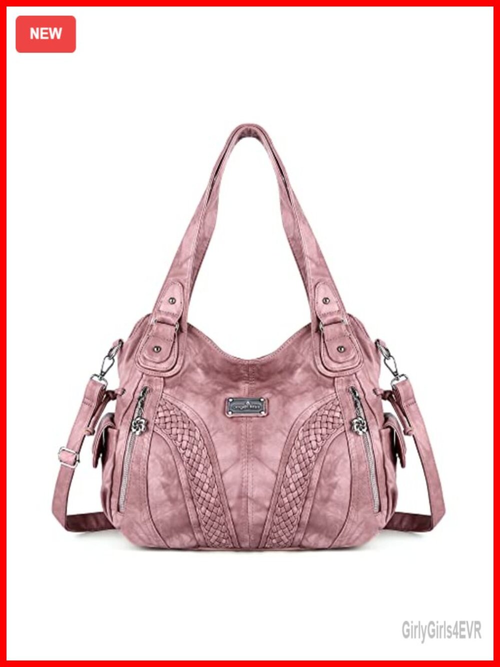 Washed PU Leather Tote Handbag Women Shoulder Satchel Crossbody